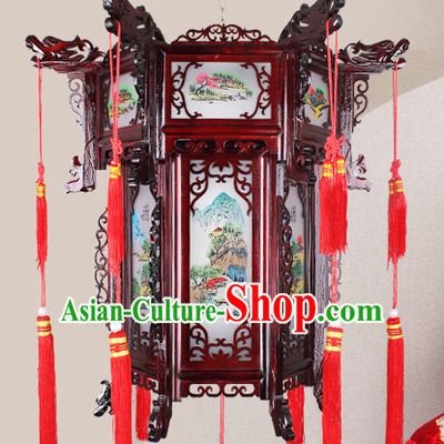 Chinese Traditional Handmade Natural Wood Palace Lantern