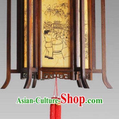 Chinese Ancient Handmade Natural Wood Palace Lantern