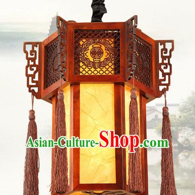 Chinese Antique Style Ancient Handmade Natural Wood Palace Lantern