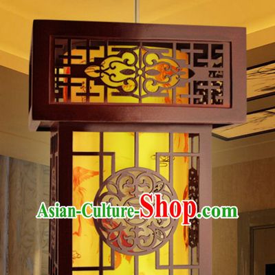 Chinese Antique Style Ancient Handmade Natural Wood Hanging Palace Lantern