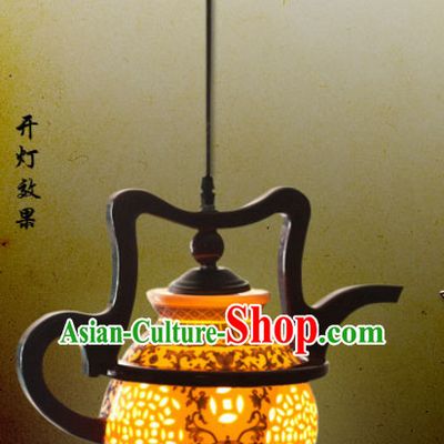 Chinese Antique Style Ancient Handmade Ceramics Tea Port Hanging Palace Lantern