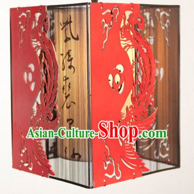 Chinese Handmade and Carved Natural Wood Hanging Lantern
