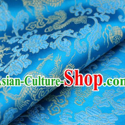 Chinese Traditional Blue Brocade Dragon Fabric