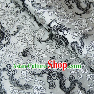 Chinese Traditional Grey Brocade Dragon Fabric