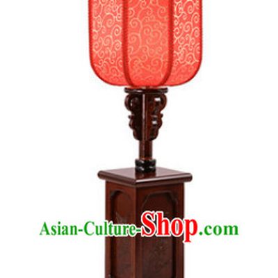 Chinese Ancient Handmade and Carved Natural Wood Desk Lantern