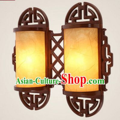 Chinese Ancient Handmade and Carved Natural Wood Wall Lantern