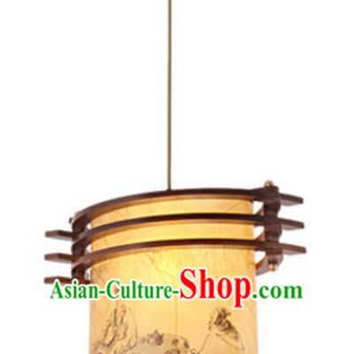 Chinese Ancient Handmade and Carved Natural Wood Hanging Palace Lantern