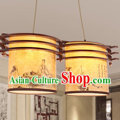 Chinese Ancient Handmade and Carved Natural Wood Hanging Palace Lantern