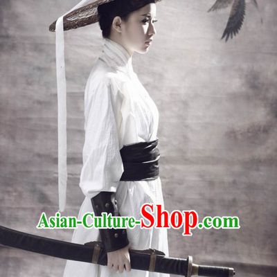 Ancient Chinese Swordsmen Costume and Hat Complete Set
