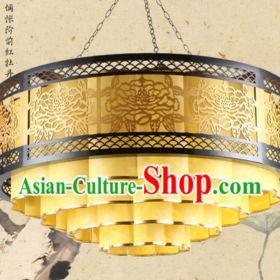 Chinese Classical Handmade and Carved Natural Wood Hanging Palace Lantern