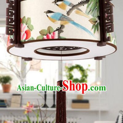 Chinese Classical Handmade and Carved Natural Wood Hanging Palace Lantern
