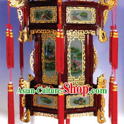 Three Layers Chinese Classical Handmade and Carved Hanging Palace Lantern