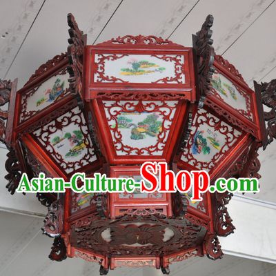Chinese Classical Handmade and Carved Octagonal Hanging Dragon Palace Lantern
