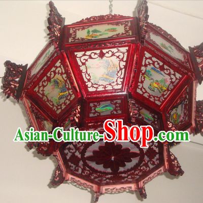 Chinese Classical Handmade and Carved Octagonal Dragon Hanging Palace Lantern
