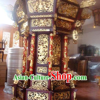 Golden Dragon Chinese Classical Handmade and Carved Emperor Living Room Hanging Palace Lantern