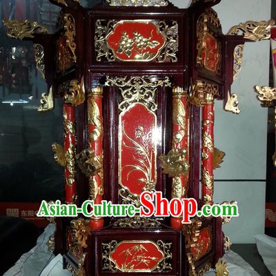 Golden Dragon Chinese Classical Handmade and Carved Hanging Palace Lantern