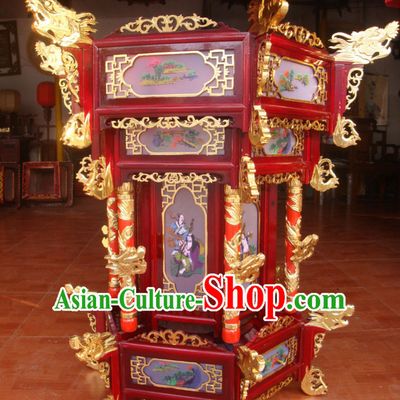 Golden Dragon Chinese Classical Handmade and Carved Hanging Palace Lantern