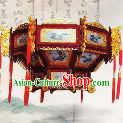 1 Meter High Red Golden Dragon Chinese Classical Handmade and Carved Hanging Palace Lantern