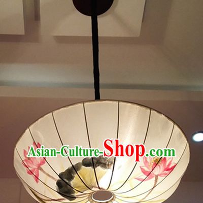 Chinese Classical Handmade and Painted Silk Hanging Umbrella Palace Lantern