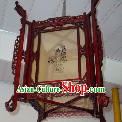 Red Song Dynasty Chinese Classical Handmade and Carved Hanging Palace Lantern