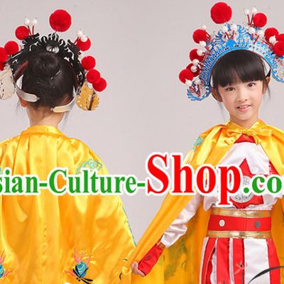 Traditional Chinese Embroidered Dragon Yellow Mantle for Kids