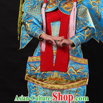 Ancient Chinese Opera Embroidered Dragon General Costumes Complete Set