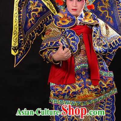 Ancient Chinese Opera Embroidered Dragon General Costumes Complete Set