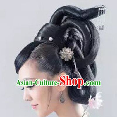Chinese Classic Fairy Hairstyle Female Black Long Wigs