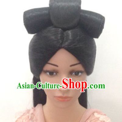 Ancient Chinese Empress Female Black Long Wigs