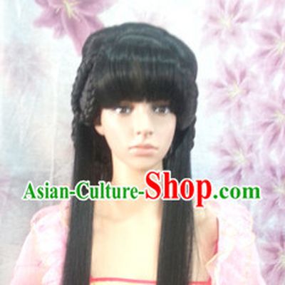 Chinese Ancient Fairy Female Hairstyle Long Black Wigs