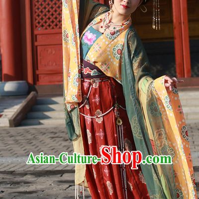 Top Chinese Tang Dynasty Brides Wedding Dress and Hair Jewelry Complete Set for Women