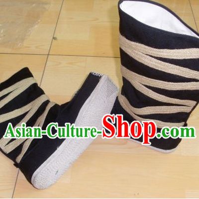 Ancient Chinese Handmade Black Boots Shoes