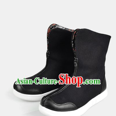 Traditional Chinese Style Classic Handmade Black Boots for Men