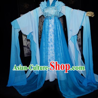 Ancient Chinese Blue Fairy Garment Complete Set for Women
