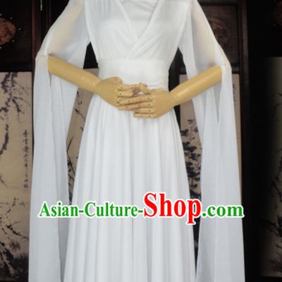 Traditional Chinese Classical Pure White Bridal Wedding Dress for Women