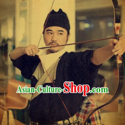 Ancient Chinese Swordsman Costume and Hat Complete Set for Men