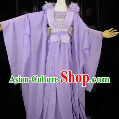 Purple Traditional Chinese Classical Fairy Costumes Complete Set for Women or Girls