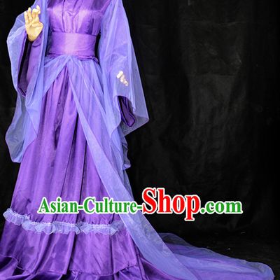 Purple Traditional Chinese Classical Fairy Costumes Complete Set for Women or Girls