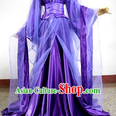 Purple Traditional Chinese Classical Fairy Princess Costumes Complete Set for Women or Girls