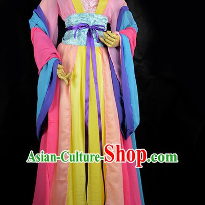 Traditional Chinese Classical Hanfu Clothes Complete Set with Long Tail