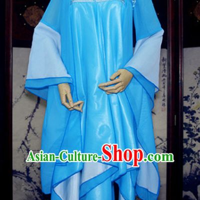 Blue Ancient Chinese Classical Dance Costume Complete Set for Women or Girls