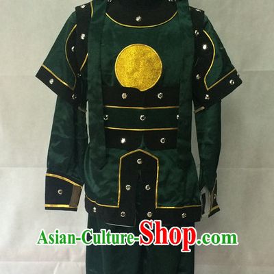 Ancient Chinese Opera Solider Costumes and Hat Complete Set for Men