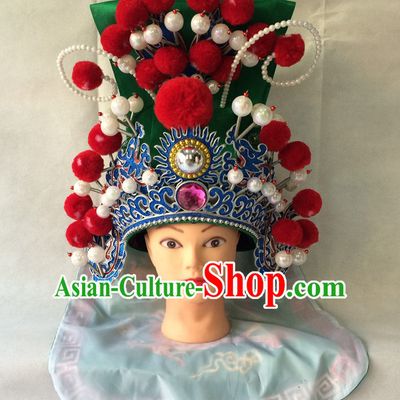 Traditional Chinese Classical Opera Guan Gong Helmet Hat for Men