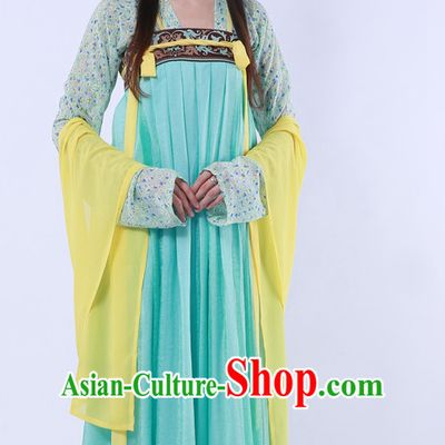 Ancient Chinese Tang Dynasty Hanfu Garment Clothing and Hair Accessories Complete Set for Women