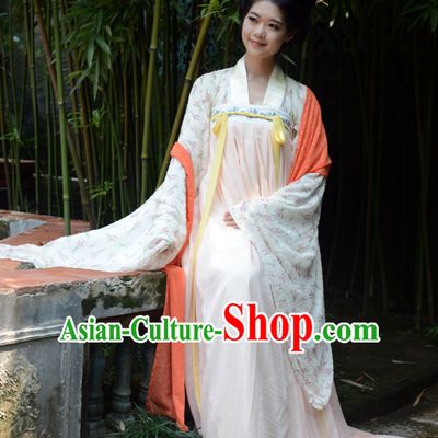 Ancient Chinese Tang Dynasty Hanfu Garment Clothing and Hair Accessories Complete Set for Women