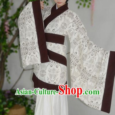 Ancient Chinese Han Dynasty Hanfu Clothes and Hair Accessories Complete Set for Women
