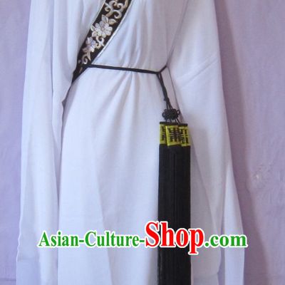 Ancient Chinese Long Sleeves White Hanfu Dress for Men