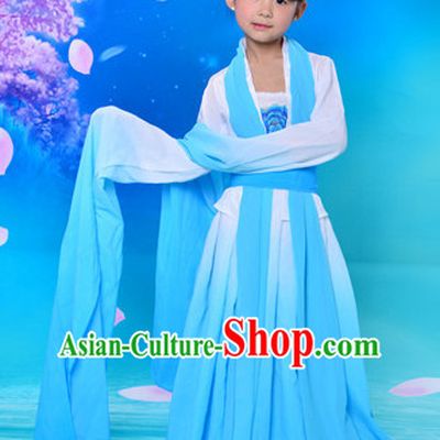Chinese Classical Long Sleeves Water Sleve Dance Costumes for Kids Children