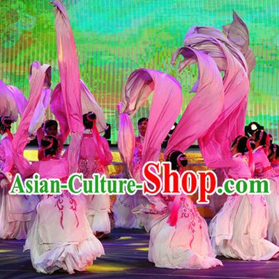 Chinese Water Sleeve Shuixiu Dance Costumes and Headpieces Complete Set for Women