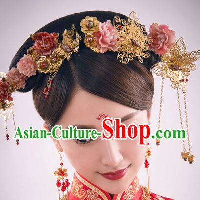 Traditional Chinese Princess Brides Wedding Hair Jewelry Headpieces